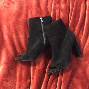 Black Suede Open-Toe Steve Madden Booties